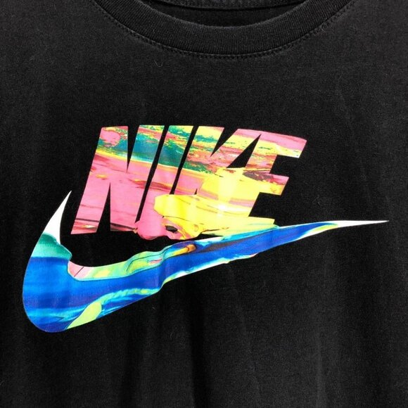 Nike Black Sportswear Short sleeve Tee Spring Break Hybrid  multicolored logo M - Picture 7 of 11